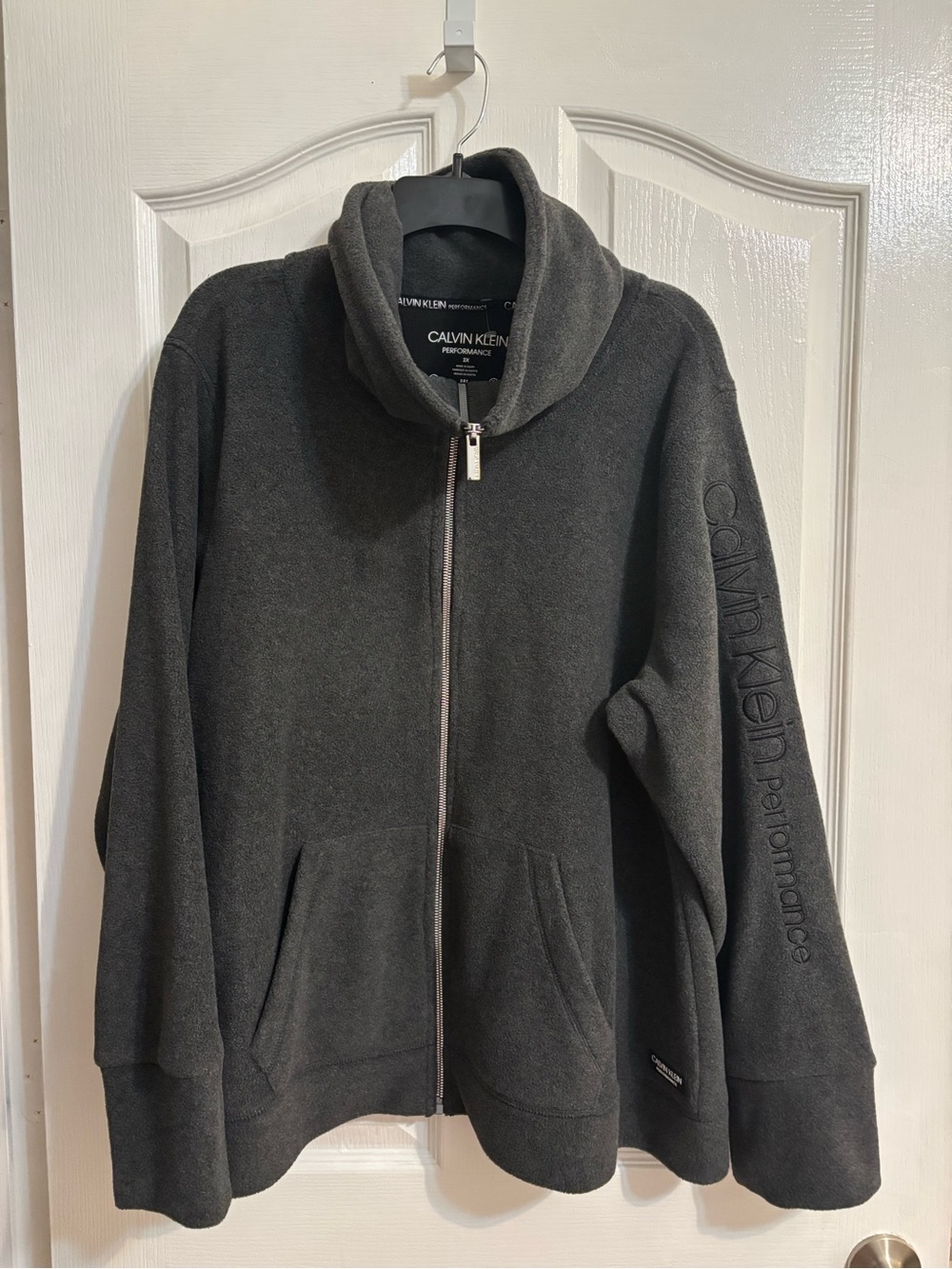 Calvin Klein Performance Charcoal Full-Zip Bomber Jacket